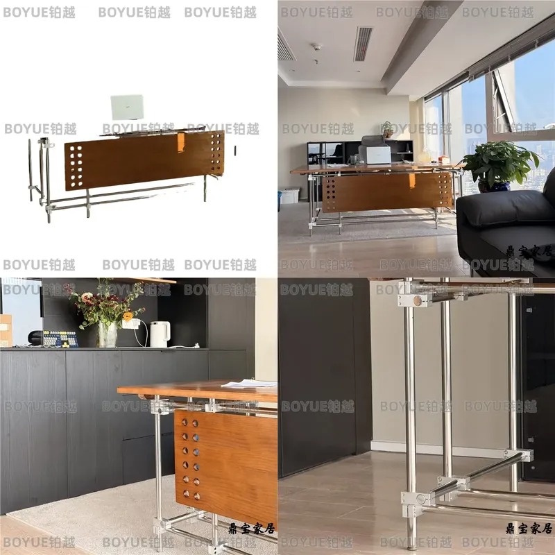 Desk Setup L Shaped - Escritorio de Madera Maciza Estilo Bauhaus,